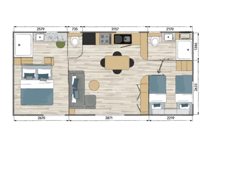 Mietunterkunft - Taos - 35 M² - 2 Zimmer (D) - 2 Badezimmer - image n°9 - Camping Europa