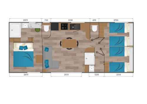 Accommodation - Taos - 40 M² - 3 Bedrooms - 2 Bathrooms - image n°8 - Camping Europa