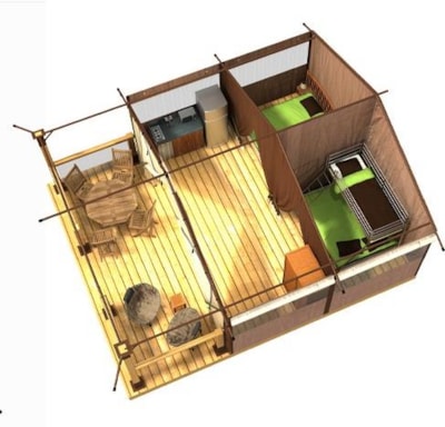 Freeflower Confort 40m² (2 bedrooms) sheltered terrace - without toilet blocks