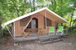 Location - Tente Safari Confort 25M² (2 Chambres) - Sans Sanitaires + Terrasse Couverte - Flower Camping La Sagne
