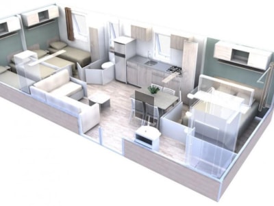 Mobilhome Premium 36m² (3 bedrooms) - air-conditioning + dishwater + TV