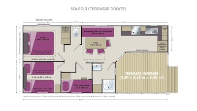 Mobile-home Standard 41m² (3 bedrooms) - sheltered terrace + TV