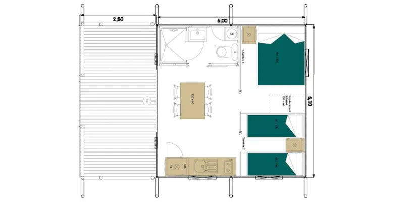 Wood Lodge Confort 30 M² (2 Chambres) - Avec Sanitaire