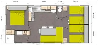 Mobil-Home Standard - 32M² (3 Chambres) - Terrasse Semi-Couverte