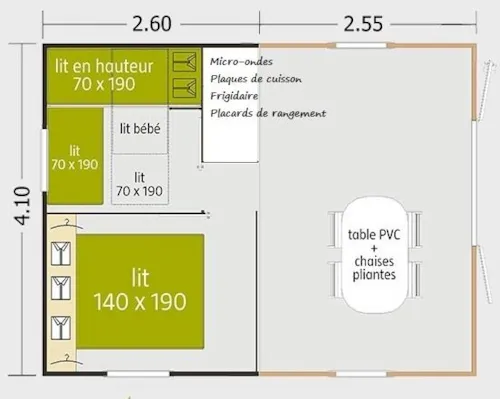 Location - Tithome - 21M² - 2 Chambres - Sans Sanitaires - image n°5 - Camping Le Coin Charmant