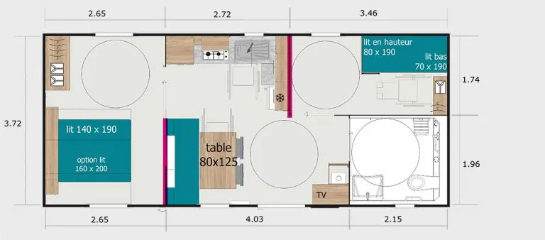 Mobilhome Grand Espace Pmr - 34M² - 2 Chambres - Climatisation