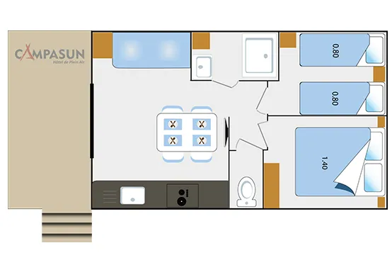 Mobil Home Cottage Premium 2 Chambres - Climatisation - Lave Vaiselle