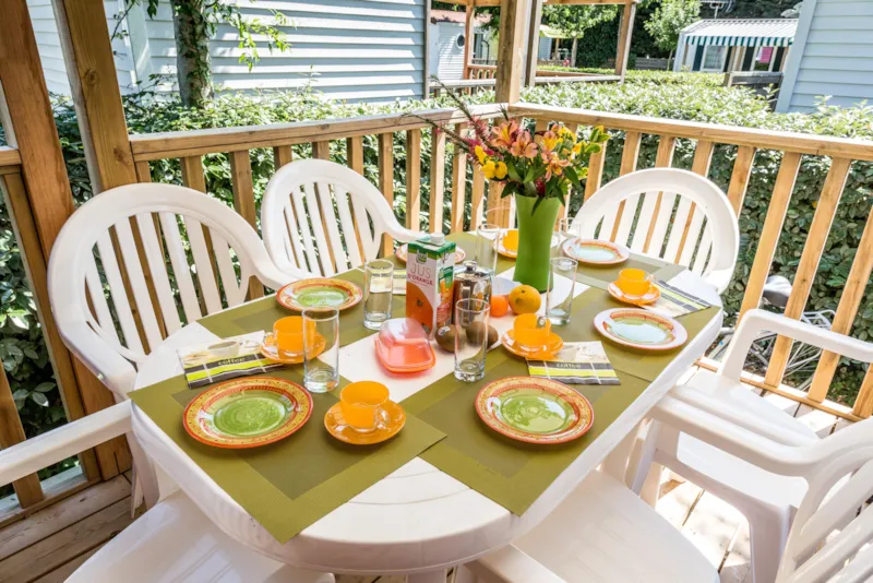 Mobilhome  Bien-Etre, 3 Ch, 29,7M²,6 Pers., Terrasse Couverte, Climatisation.