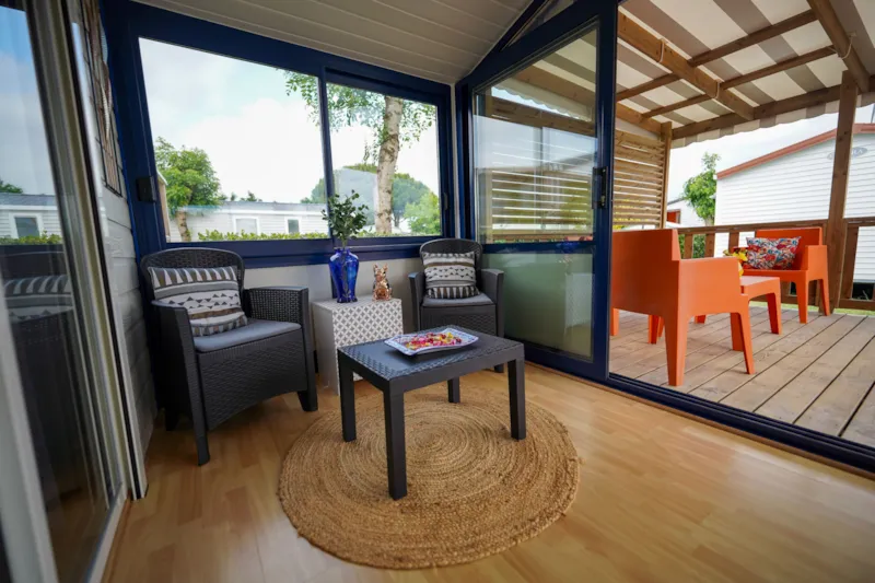 Mobil Home Super Premium Grand Large 68M², 3Ch, 6/8 Pers.,Clim., Veranda, Terrasse Couverte