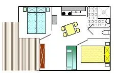 Chalet Confort 35M² 2 Chambres - Terrasse Semi-Couverte - Tv - Clim