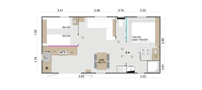 Mobil-Home Premium 30M² 2 Chambres  - Terrasse Couverte - Tv - Clim