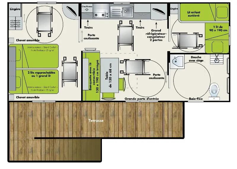 C - Mobilhome Hélios - Pmr - 2 Chambres 32M² Avec Terrasse Couverte