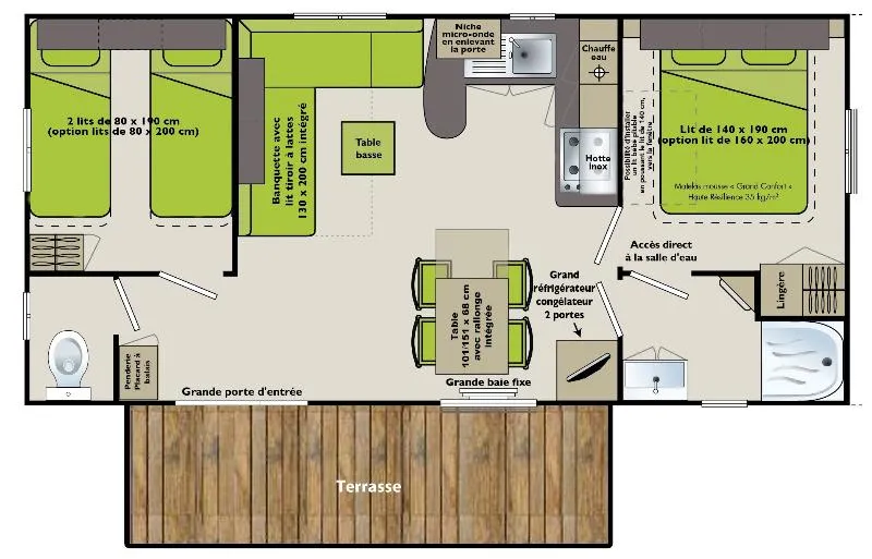 C- Mobil-Home Caraïbes - 2 Chambres