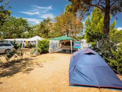 Camping pitch with electricity