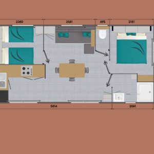 Mobile home Premium - 2 bedrooms + TV + Dishwasher + Air conditioning