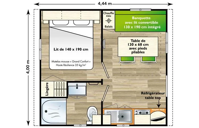 Mobil-Home 17M² (1 Chambre)