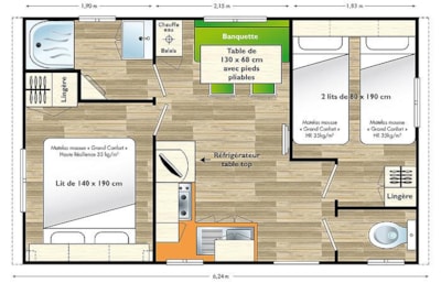 Mobile-home 24m² (2 bedrooms)