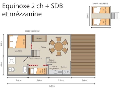 Tent Lodge 24m², 2 bedrooms + mezzanine