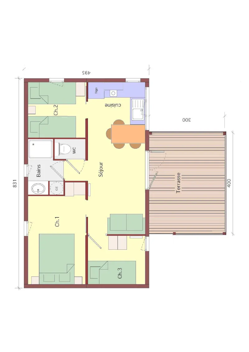 Sun Chalet 40M² (3 Chambres)