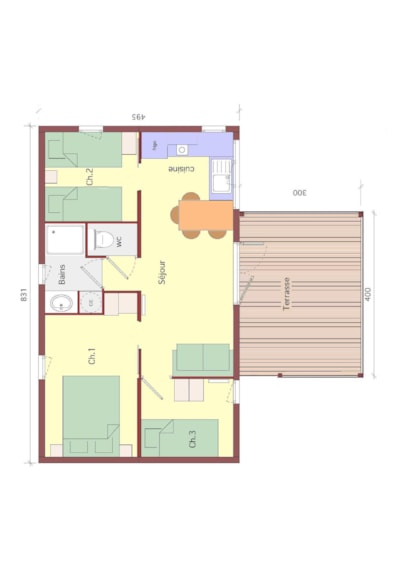 Sun Chalet - 40m² (3 bedrooms)