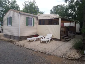 Locatif - Mobil home Ohara Otiny N°43 32m² - 3 chambres (propriétaire) - Camping l'Oasis des Garrigues