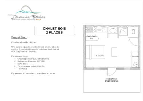 Huuraccommodatie(s) - Houten Chalet Met Terras + Airconditioning +Tv - 20M2 - image n°4 - Domaine des BLACHAS
