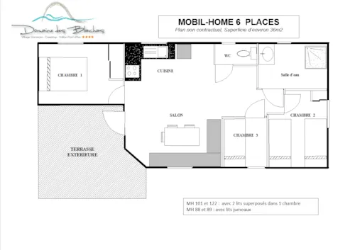 Location - Mobilhome 6 - Avec Terrasse + Climatisation + Tv - 36M² - image n°7 - Domaine des BLACHAS