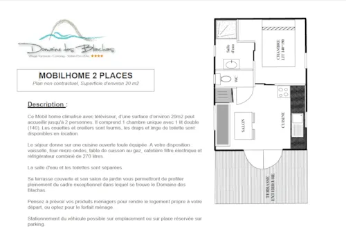 Location - Mobilhome 2 - Avec Terrasse + Climatisation + Tv - 20M² - image n°3 - Domaine des BLACHAS