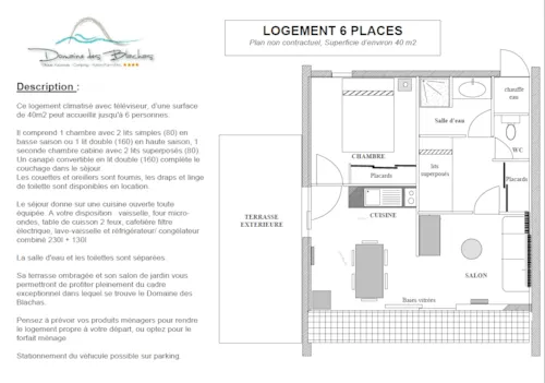 Location - Pavillon 6- 1 Chambre + 1 Chambre Cabine + Terrasse + Climatisation + Tv - 40M² - image n°9 - Domaine des BLACHAS