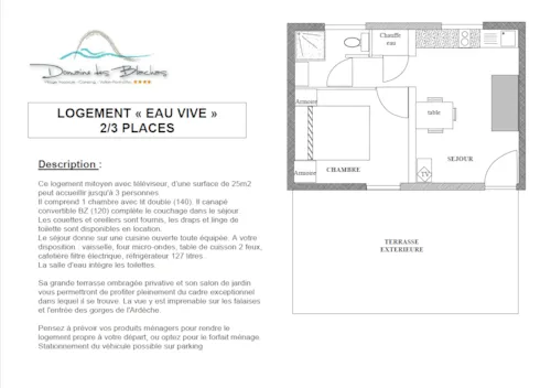 Location - Eau Vive - Logement Avec Terrasse Couverte + Tv - 25M² - image n°7 - Domaine des BLACHAS