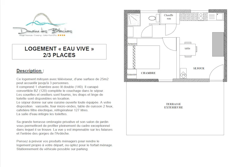 Eau Vive - Logement Avec Terrasse Couverte + Tv - 25M²