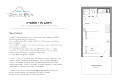 Studio with balcony + air conditioning + TV - 20m2