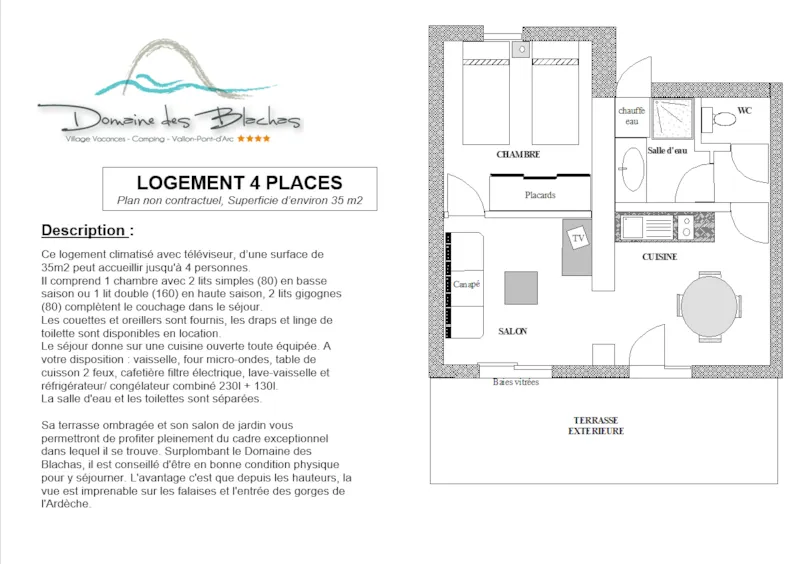 Pavillon 4 - 1 Chambre Avec Terrasse + Clim +Tv 35M²