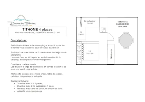 Location - Tithome - 2 Chambres - Sanitaires Collectifs - 21M2 - image n°3 - Domaine des BLACHAS
