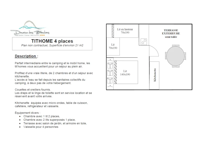 Tithome - 2 Chambres - Sanitaires Collectifs Camping 21 M2