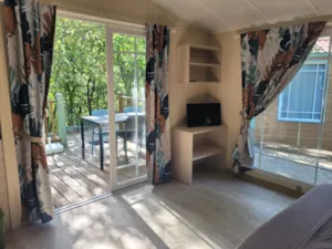 Locatif - Mobilhome 4/6 Confort - avec terrasse + Climatisation + TV 40m² - Domaine des BLACHAS