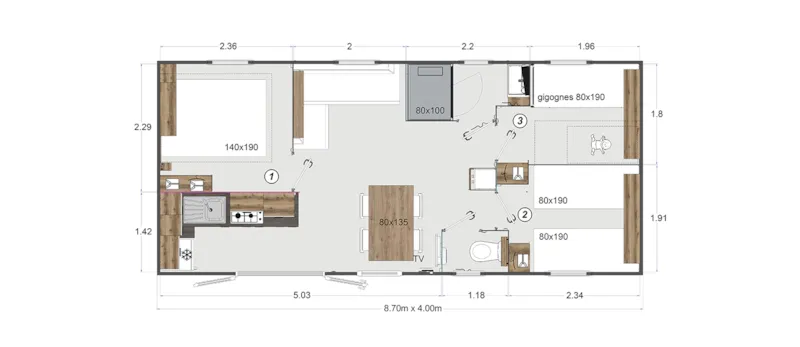 Rapidhome Confort 6 Pers 3 Chambres
