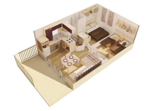 Mietunterkunft - Mobilheim Méditerrannée 30M² - image n°8 - CAMPING LES PLATANES