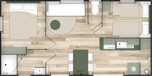 Huuraccommodatie(s) - Nieuw 2026-Mobil-Home - Nest 29 - 2 Slaapkamers - image n°2 - CAMPING LES PLATANES