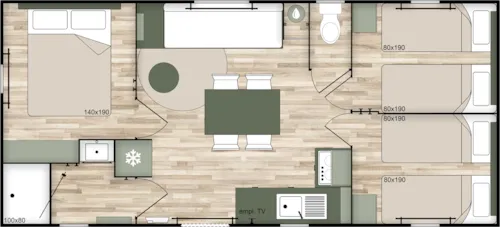 Huuraccommodatie(s) - Stacaravan Nest - 3 Slaapkamers - image n°3 - CAMPING LES PLATANES