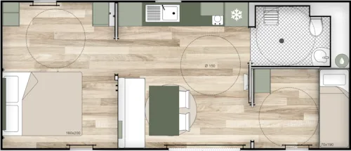 Huuraccommodatie(s) - Stacaravan Nest 35-2 Aangepast Voor Mensen Met Beperkte Mobiliteit - image n°3 - CAMPING LES PLATANES