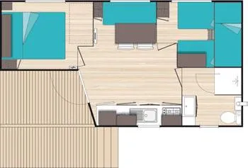 Location - Mobilhome Confort  Climatisation  28M² - 2 Ch - image n°3 - Camping Lou Rouchetou