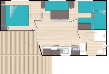 Mobile-home comfort air-conditioned 28m² - 2 bedrooms