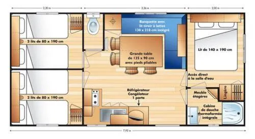 Accommodation - Mobile Home Super Titania 3 Bedrooms - image n°9 - Camping de Retourtour