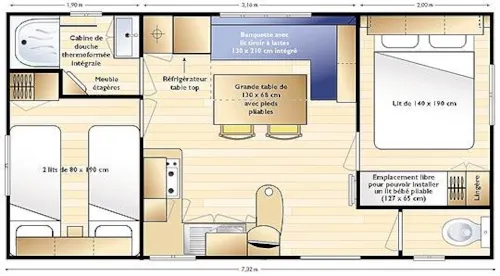 Mietunterkunft - Mobilheim Famille - image n°3 - Camping de Retourtour