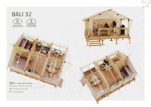 Huuraccommodatie(s) - Bali Canvas Lodge – 32 M² –  Zonder Sanitair - image n°8 - Camping de Retourtour