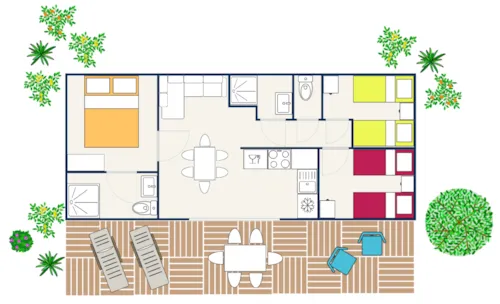 Location - Mobilhome Tamaris - 40M² - 3 Chambres - 2 Salles De Bain - image n°2 - Camping Le Chamadou