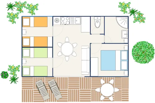 Location - Chalet Élite - 35M² - 3 Chambres - image n°2 - Camping Le Chamadou