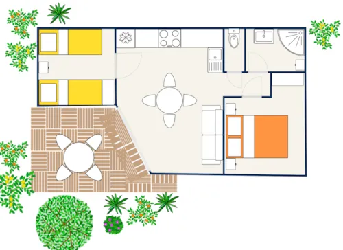 Location - Chalet Prestige - 45M² - 2 Chambres - image n°2 - Camping Le Chamadou