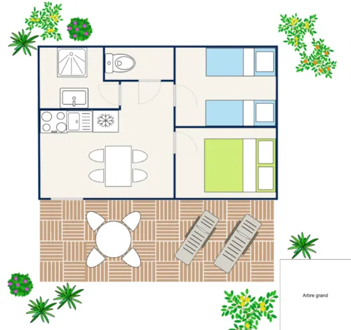 Location - Chalet Lavandin - 35M² - 2 Chambres - image n°2 - Camping Le Chamadou